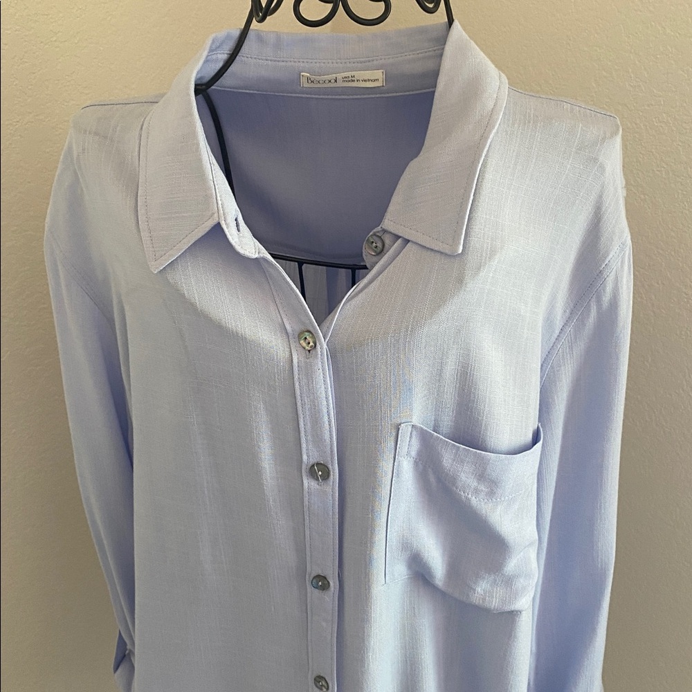 Becool Light Blue Button-Down Blouse - image 3